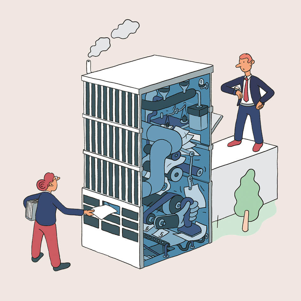 Illustration aus Mitarbeitermagazin «Forum»