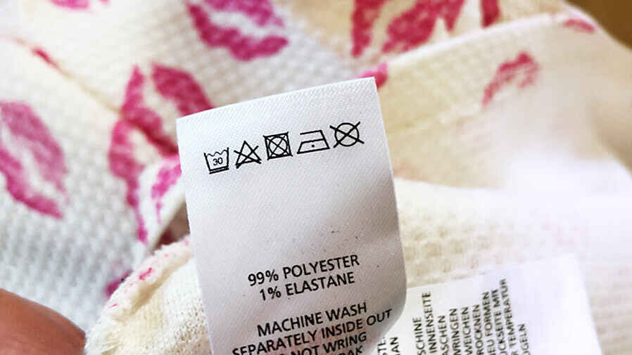 Waschetikette mit Waschsymbolen